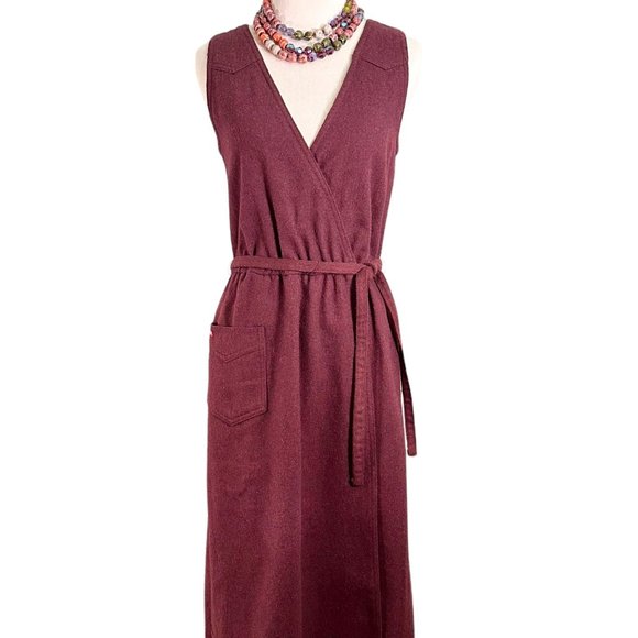 Vintage Sasson Paris Wool Blend Western Belted Wrap Dress Size 4/5 - Picture 1 of 13